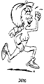 Dorky altered clip art of a female streaker