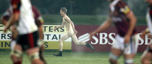 A streaker at an Invercargill rugby game in 2007.